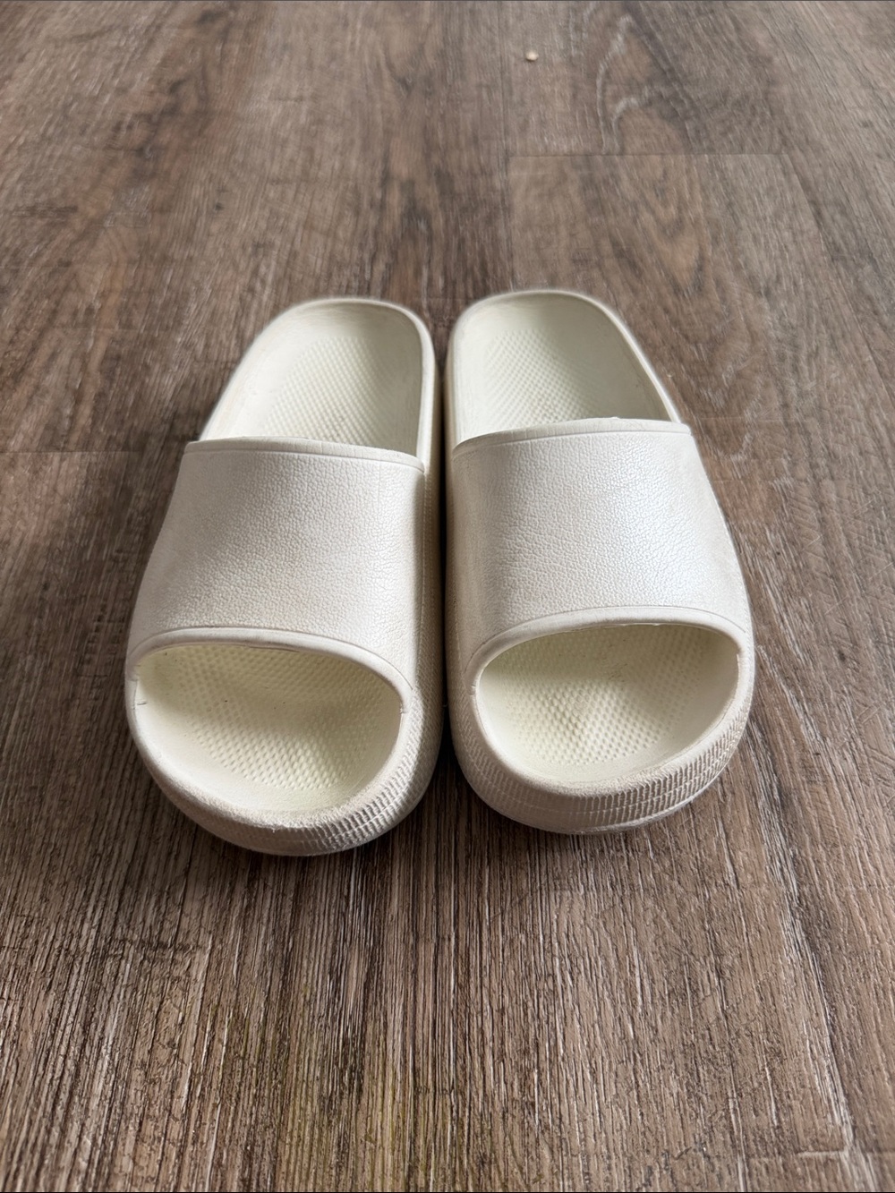 Neutral Cream Slide Sandals for kids